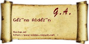 Güns Aldán névjegykártya
